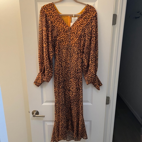 C/MEO Collective Apparent Long Sleeve Dress In Mustard Painted Spot Sz: Small - Picture 1 of 5